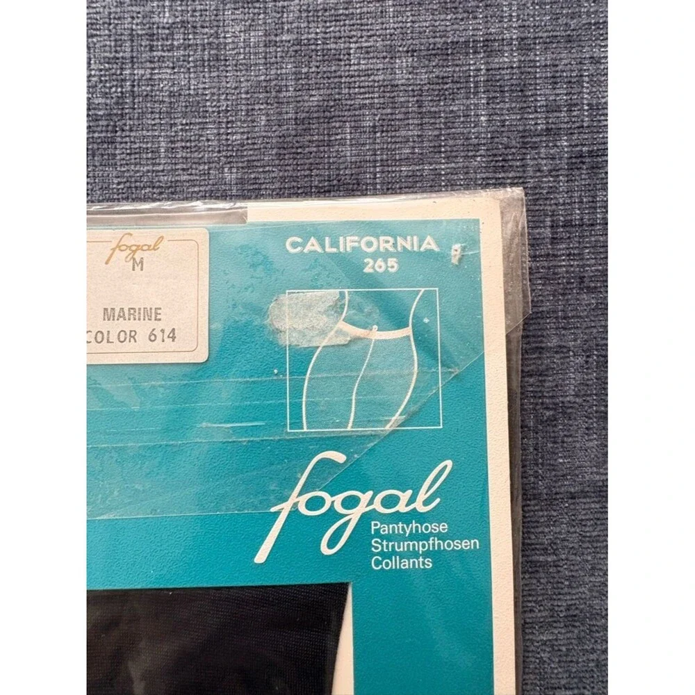 VTG NWT Fogal California 265 Blue Sheer Satin Silk Pantyhose Size M France